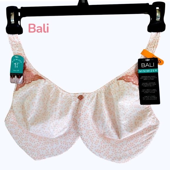 Bali Other - Bali-NWT 38DD minimizer bra. Pretty white/pink, underwire, comfort straps. New!